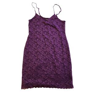 Victoria Secret Lace Slip Dress Size M Plum Purple Lined Nightie Party Holidays